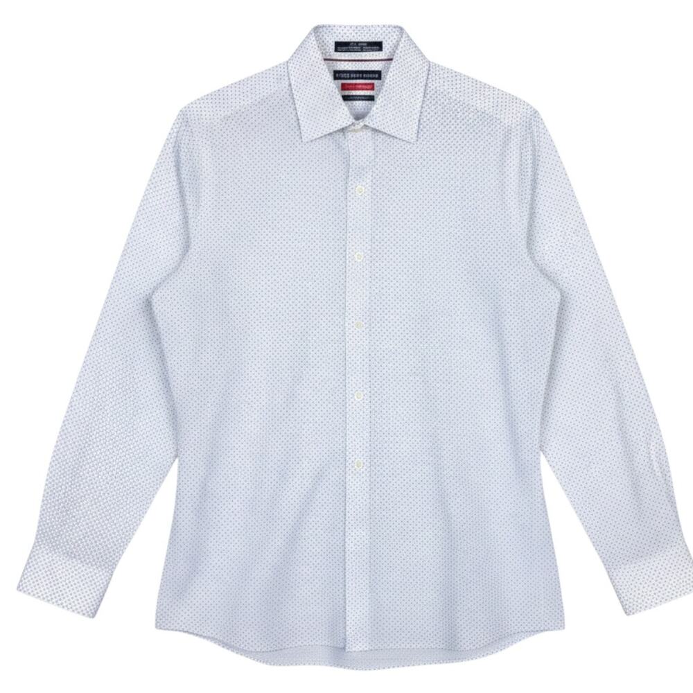 Saks Fifth Ave Long Sleeve Button Down Shirt Mens Small Trim Fit 15-32/33 Dots